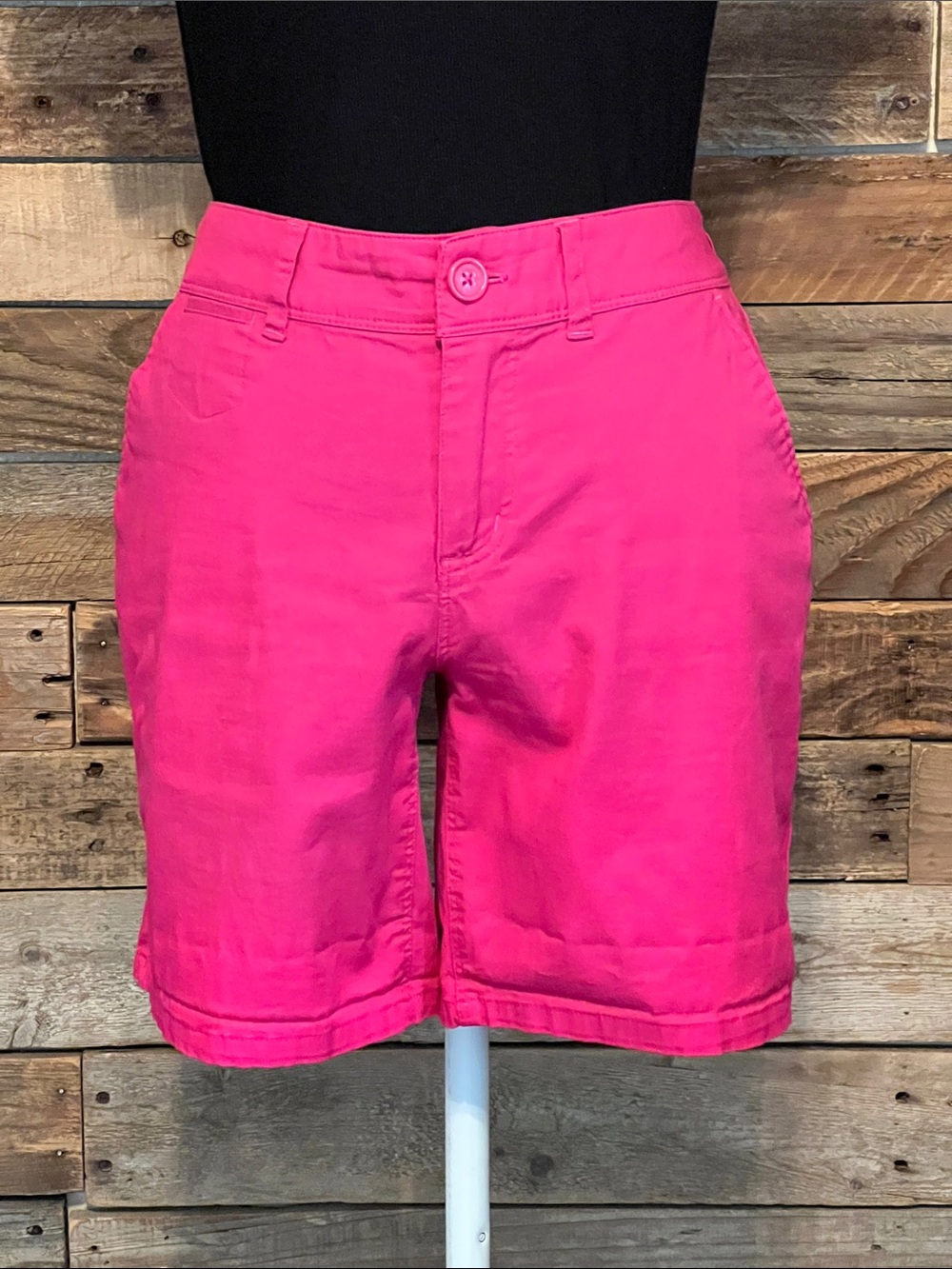 Women's Bright Pink Cotton Bermuda Shorts